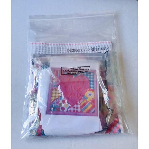 Ehrman Needlepoint Kit Crazy For You Pink Heart Valentine Gingham Janet Heigh - Picture 10 of 11
